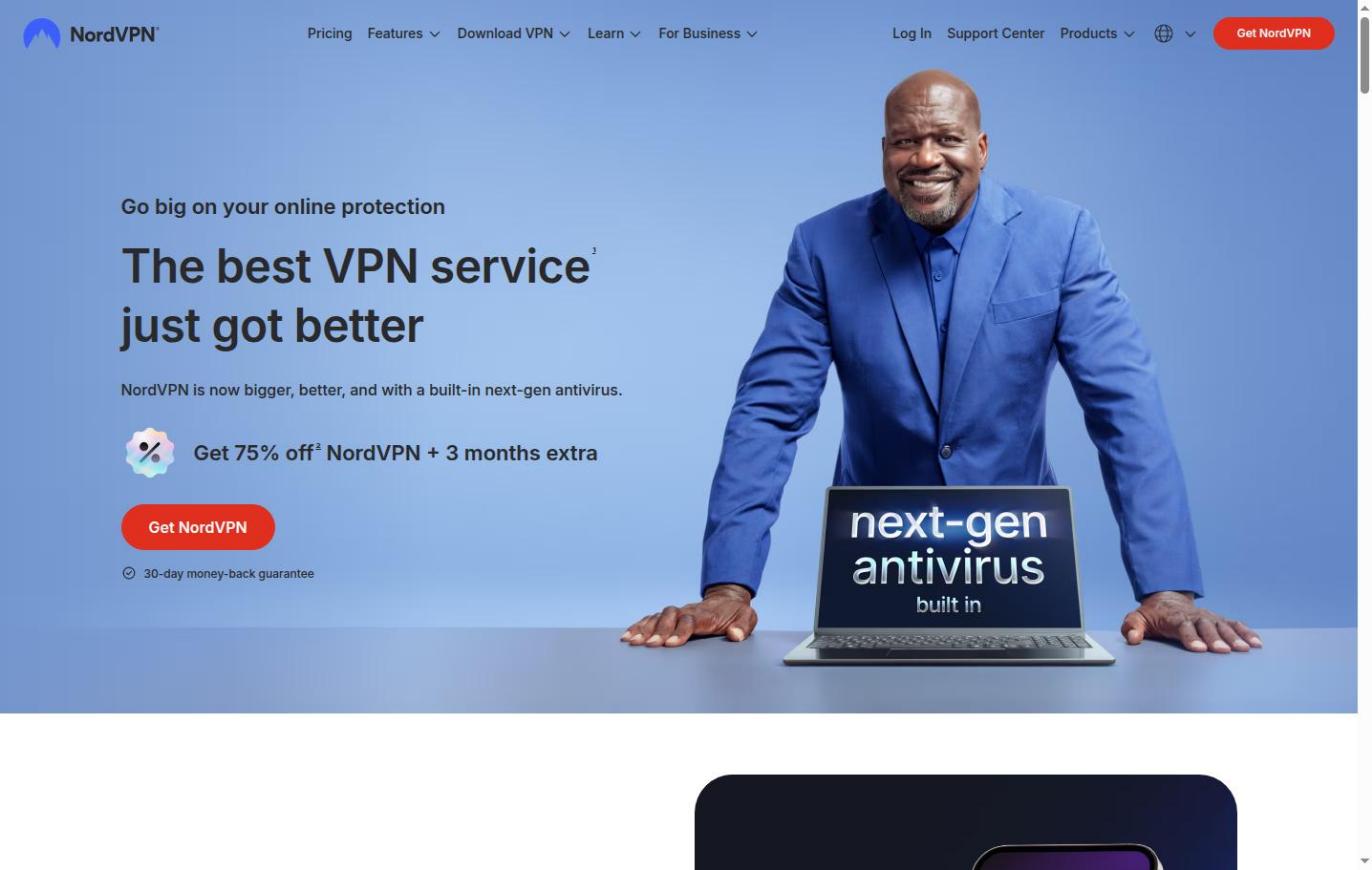 NordVPN official website homepage